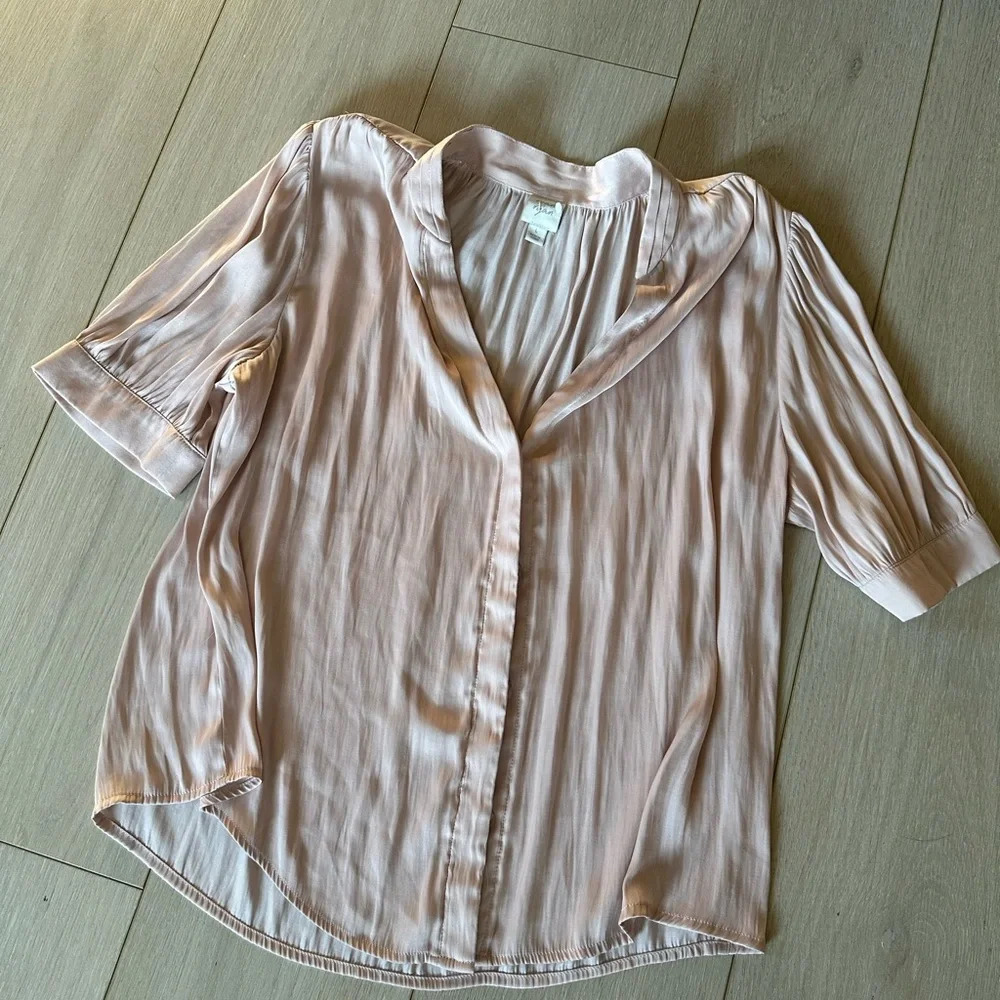 Light Pink Button-Front Women’s Blouse